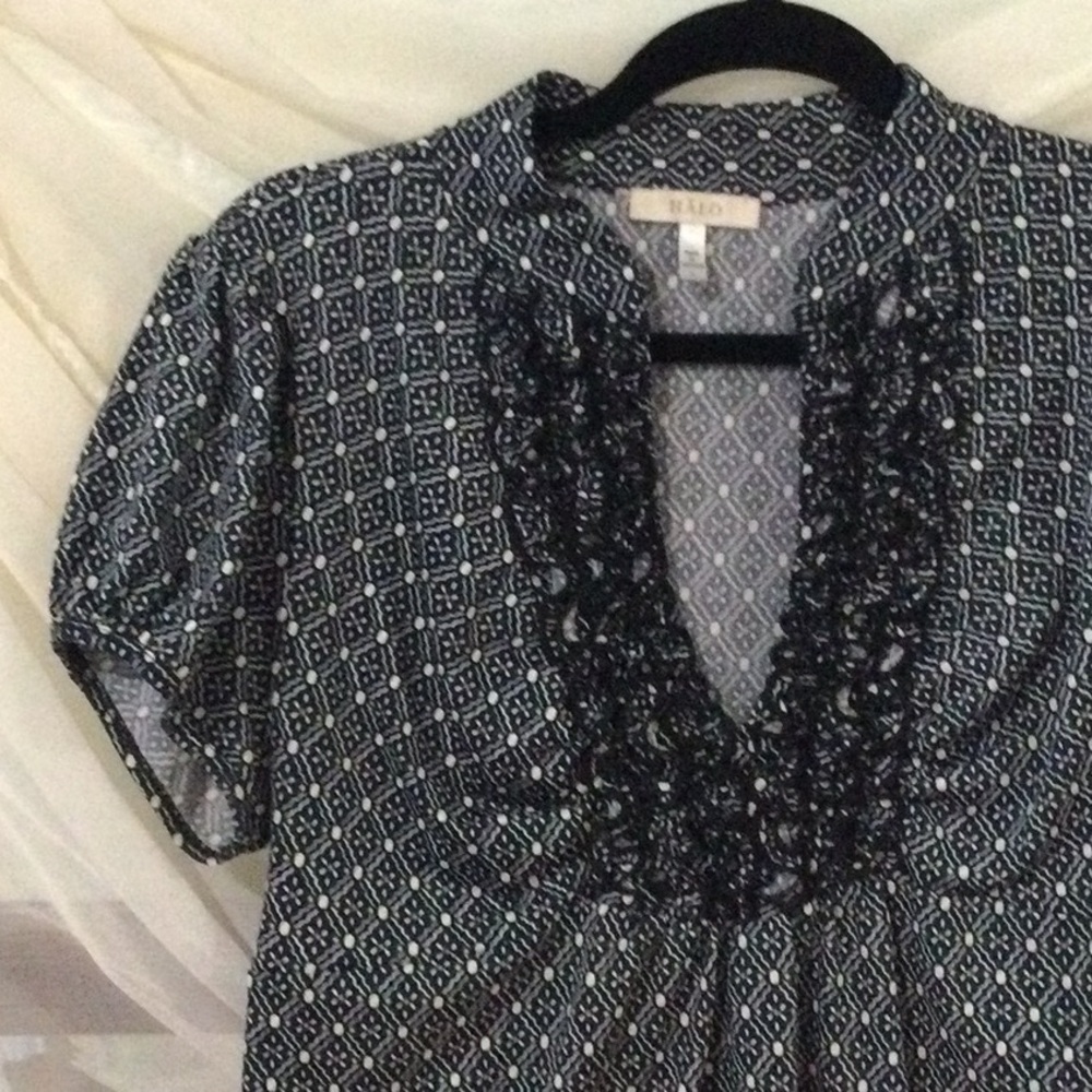 Navy Blue and White dressy top